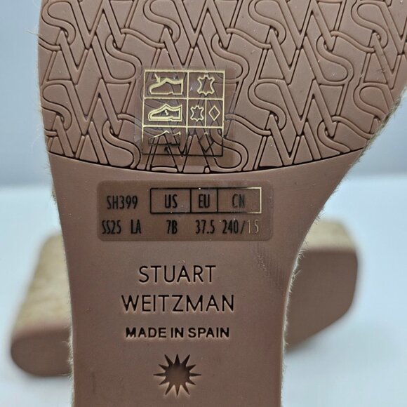 Stuart Weitzman Braida Max Wedge Womens 7 Tan Leather Espadrille Sandal NEW - Picture 13 of 14